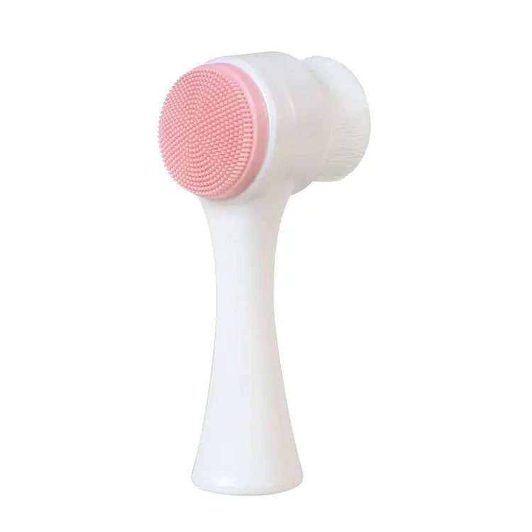 Cepillo de limpieza facial de silicona doble 3D, cepillo facial de masaje manual, cerdas suaves, exfoliante, cepillo de lavado facial de doble cara