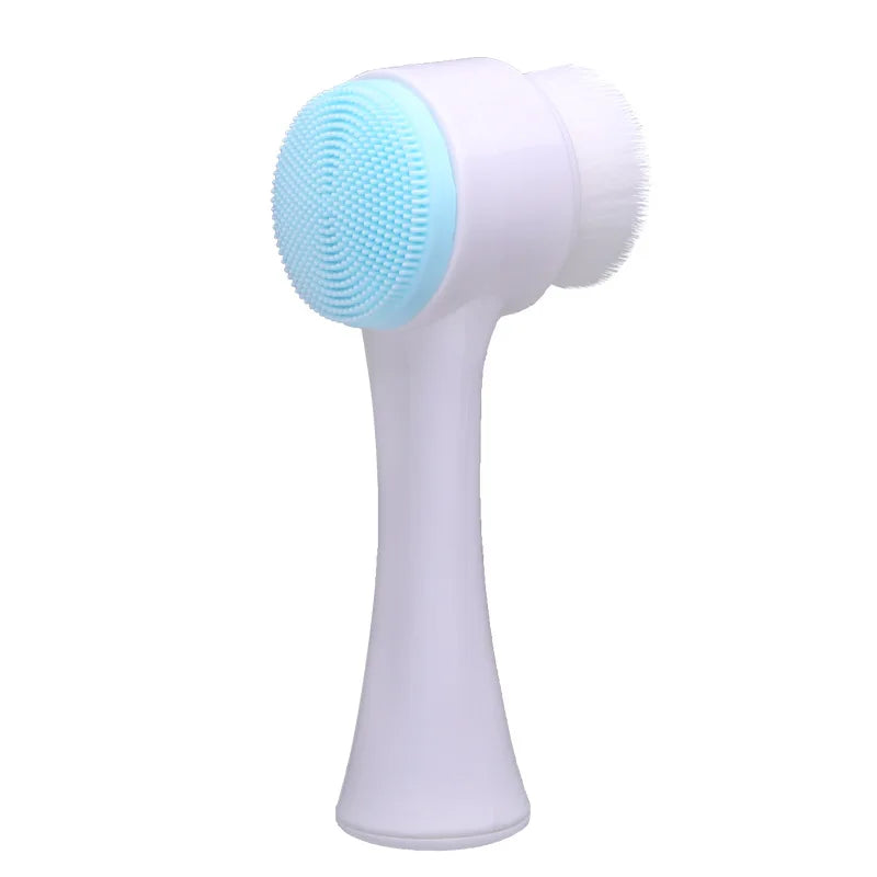 Cepillo de limpieza facial de silicona doble 3D, cepillo facial de masaje manual, cerdas suaves, exfoliante, cepillo de lavado facial de doble cara